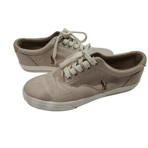 Polo Ralph Lauren Vaughn Sneaker Shoes Men's Size 8.5 Beige Canvas